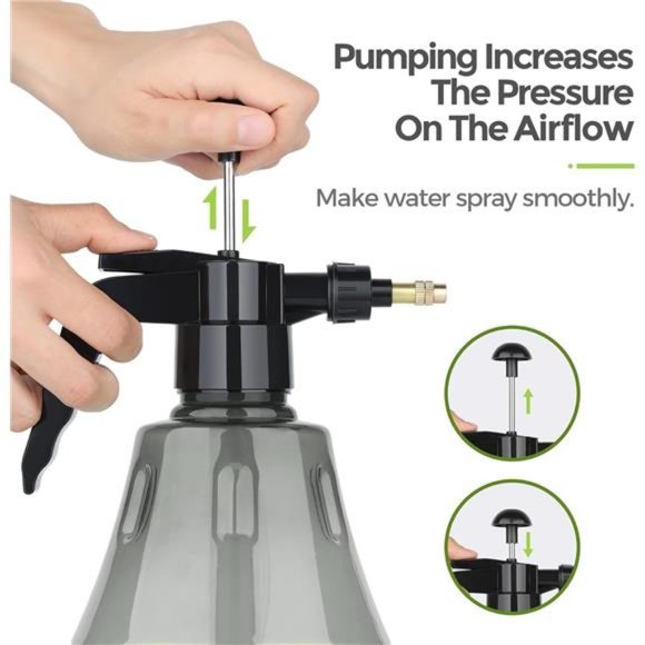 Fine Mist Spray Bottle Plastic Grey 1.5L, Hand Held Pressure Plant Mister - Picture 3 of 6